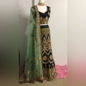 Heavy Dark Green Lehenga